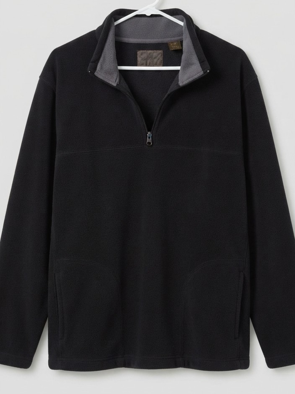 Vintage Weatherproof Black Fleece Quarter Zip Pullover Sweater Jacket Men's XL